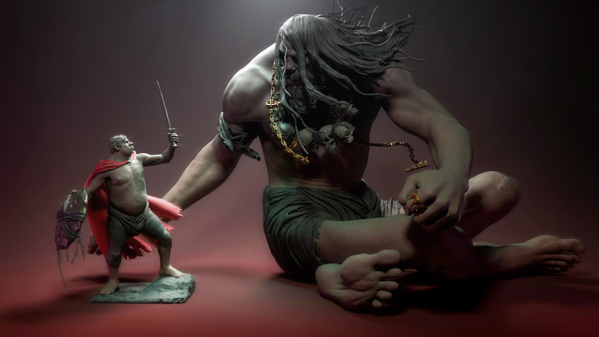 Hobbit and giant character composition by Marco Menco